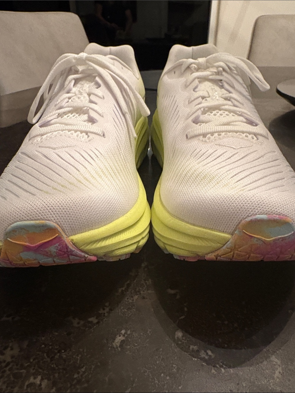 Women's Hoka Rincon 3 - White - Citrus Glow Running Shoes - Picture 7 of 9